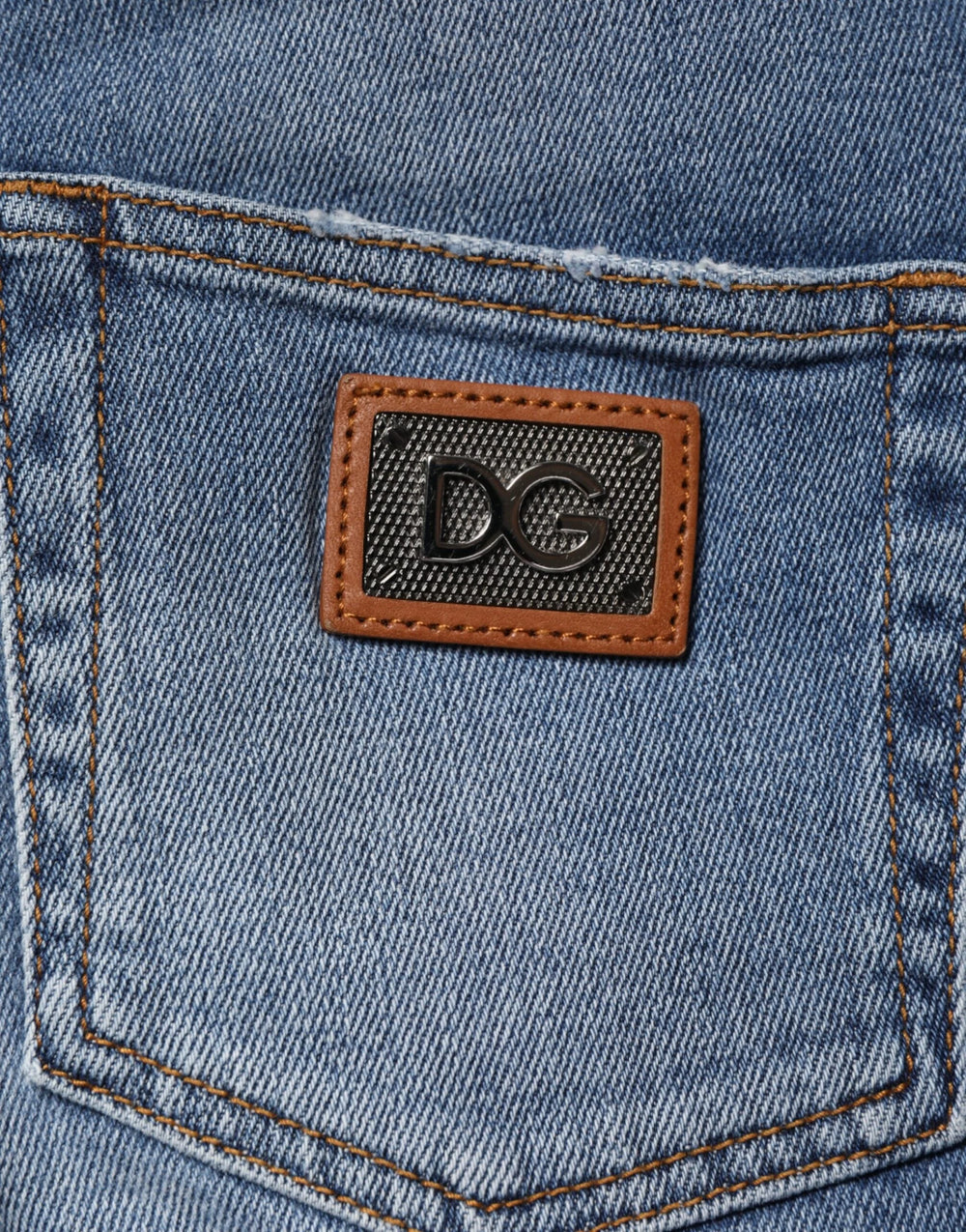 Dolce & Gabbana Blue Washed Cotton Skinny Denim Trouser Jeans - IT38 | XS