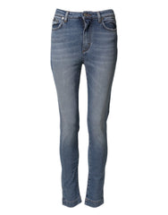 Dolce & Gabbana Blue Washed Cotton Skinny Denim Trouser Jeans - IT38 | XS