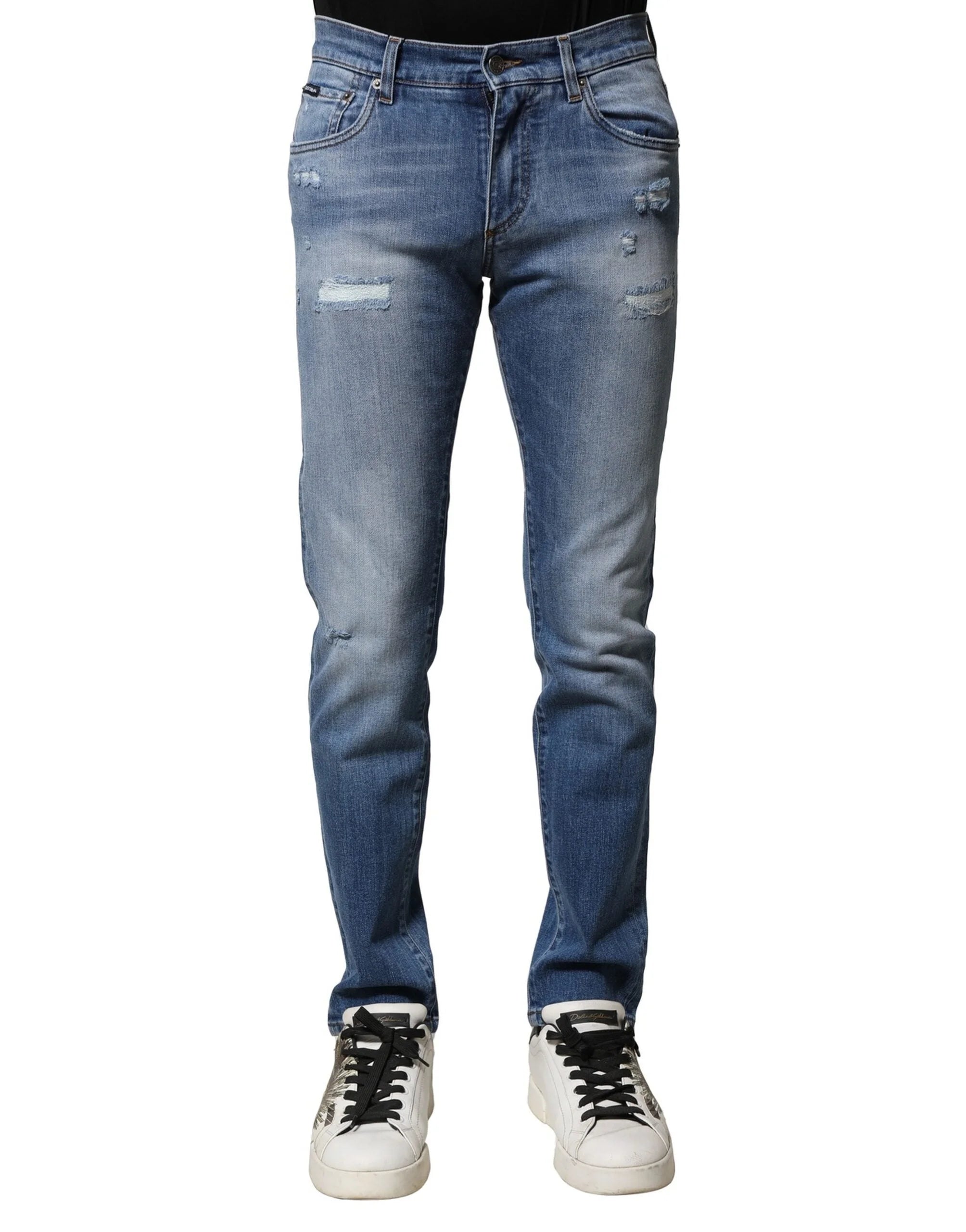 Dolce & Gabbana Blue Washed Cotton Skinny Men Denim Jeans - IT44 | XS - Jeans