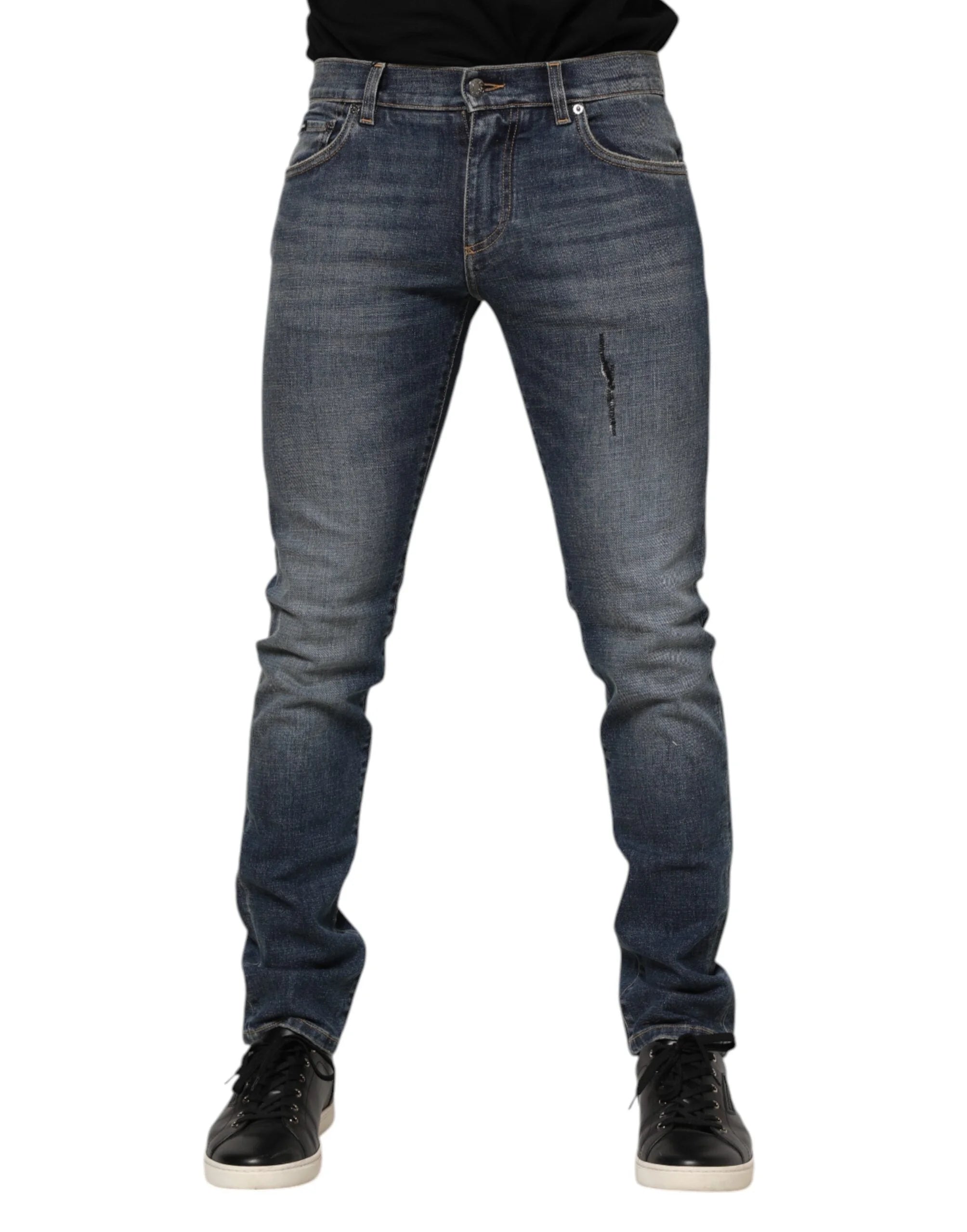 Dolce & Gabbana Blue Washed Cotton Skinny Men Denim Jeans - IT54 | XL