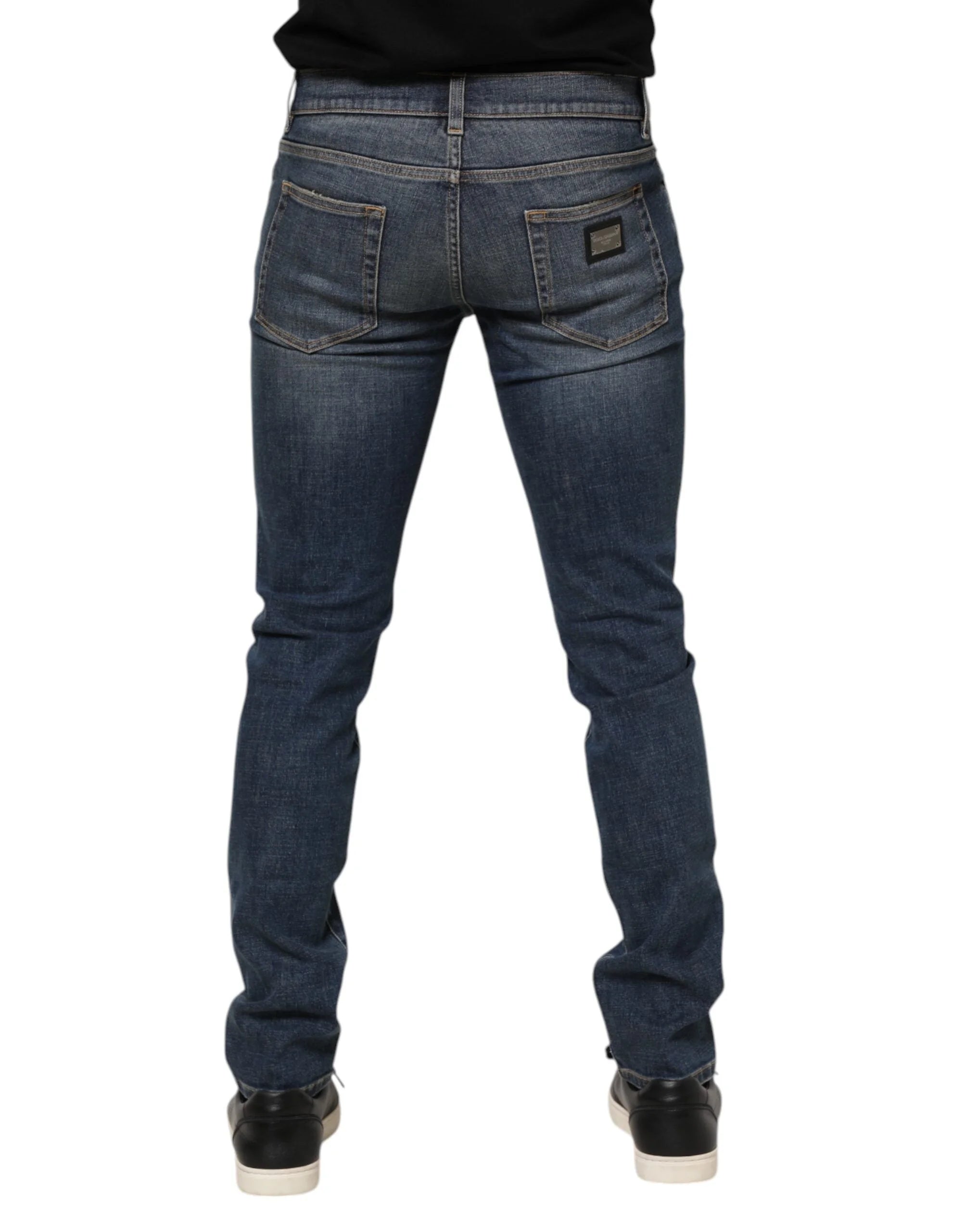 Dolce & Gabbana Blue Washed Cotton Skinny Men Denim Jeans - IT54 | XL