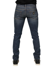 Dolce & Gabbana Blue Washed Cotton Skinny Men Denim Jeans - IT54 | XL