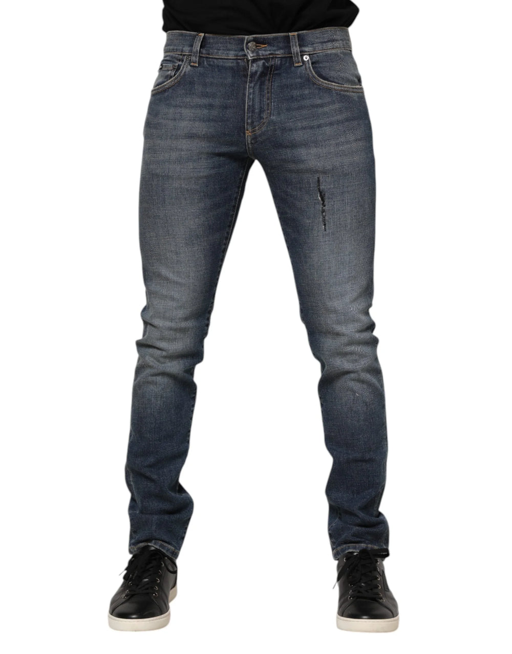 Dolce & Gabbana Blue Washed Cotton Skinny Men Denim Jeans - IT54 | XL