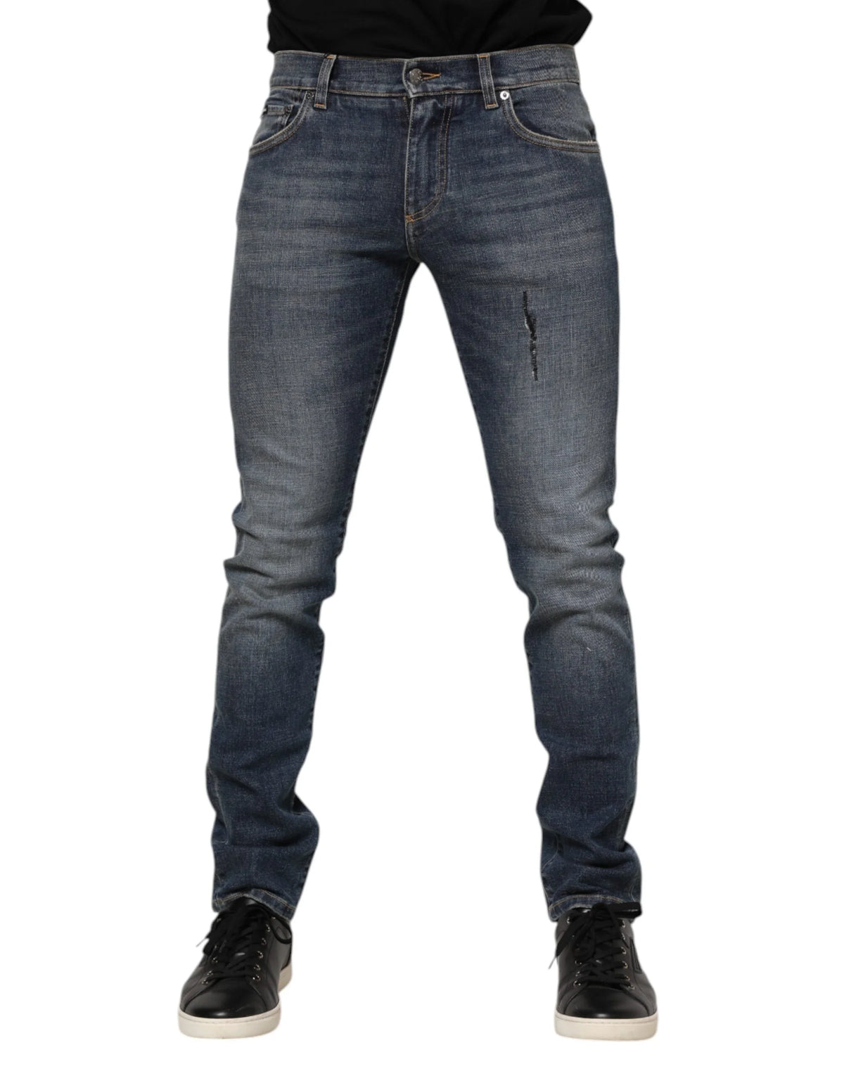 Dolce & Gabbana Blue Washed Cotton Skinny Men Denim Jeans - IT54 | XL
