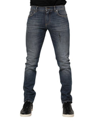Dolce & Gabbana Blue Washed Cotton Skinny Men Denim Jeans - IT54 | XL