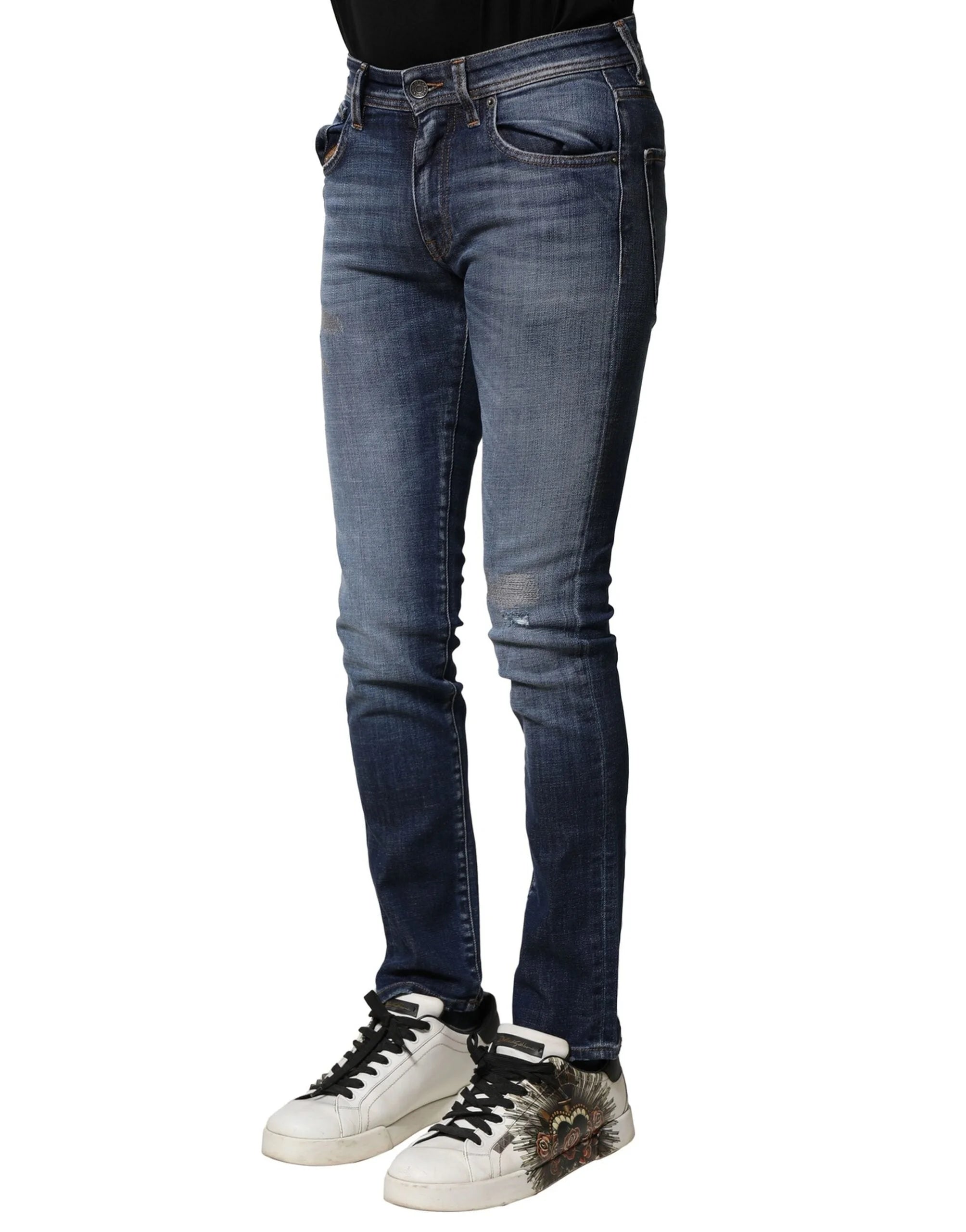 Dolce & Gabbana Blue Washed Cotton Slim Fit Men Denim Jeans - IT44 | XS - Jeans
