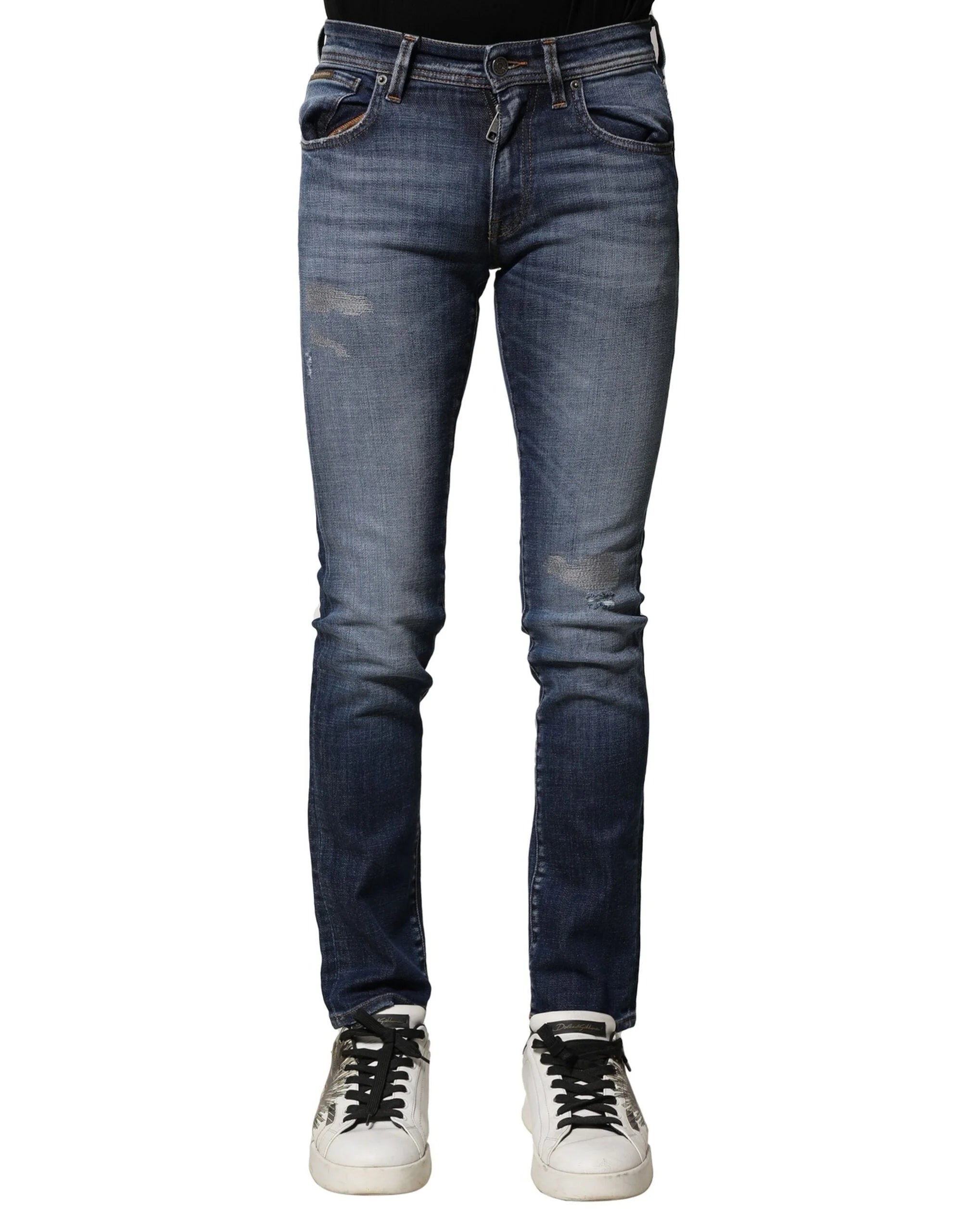 Dolce & Gabbana Blue Washed Cotton Slim Fit Men Denim Jeans - IT44 | XS - Jeans