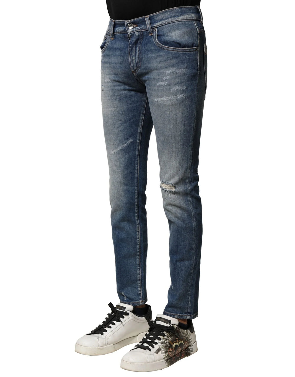 Dolce & Gabbana Blue Washed Cotton Slim Fit Men Denim Jeans - IT44 | XS - Jeans