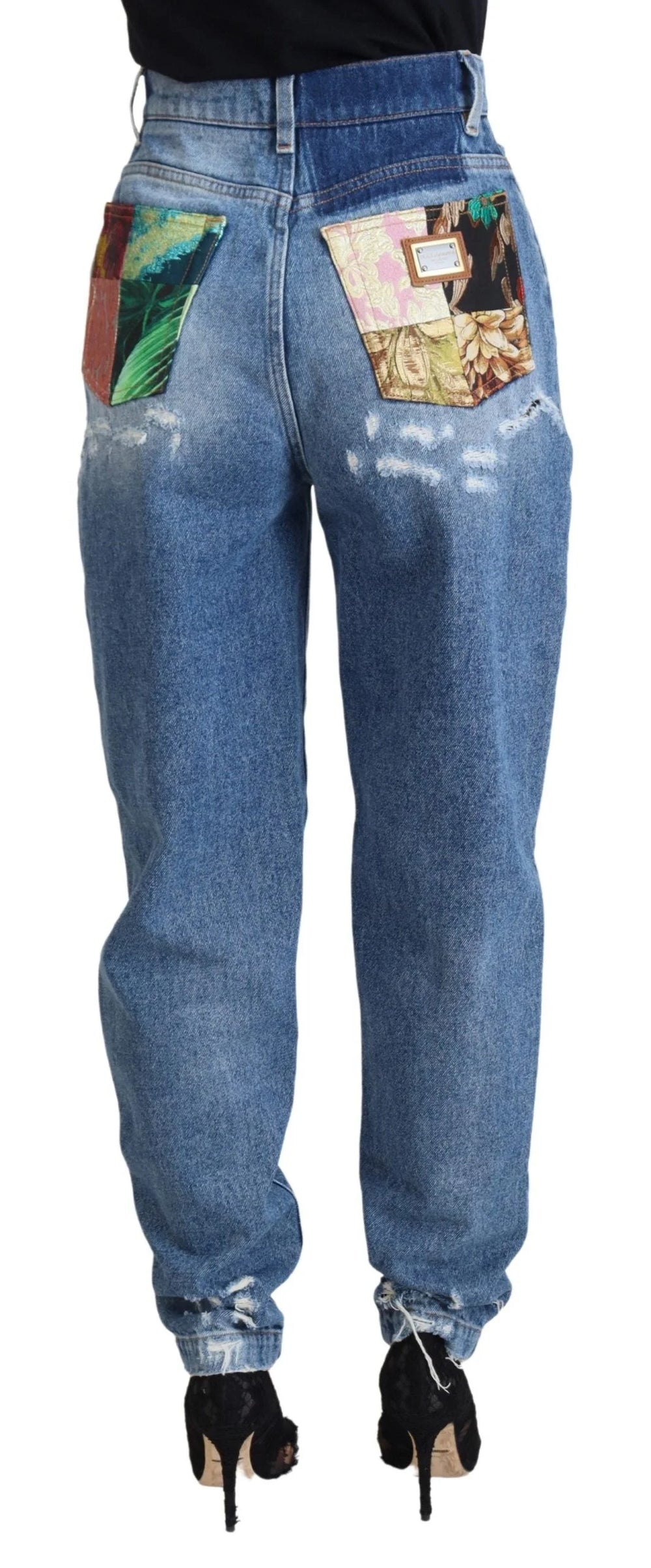 Dolce & Gabbana Blue Washed Cotton Tattered Denim Jeans - IT36|XXS - Jeans