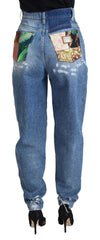 Dolce & Gabbana Blue Washed Cotton Tattered Denim Jeans - IT36|XXS - Jeans