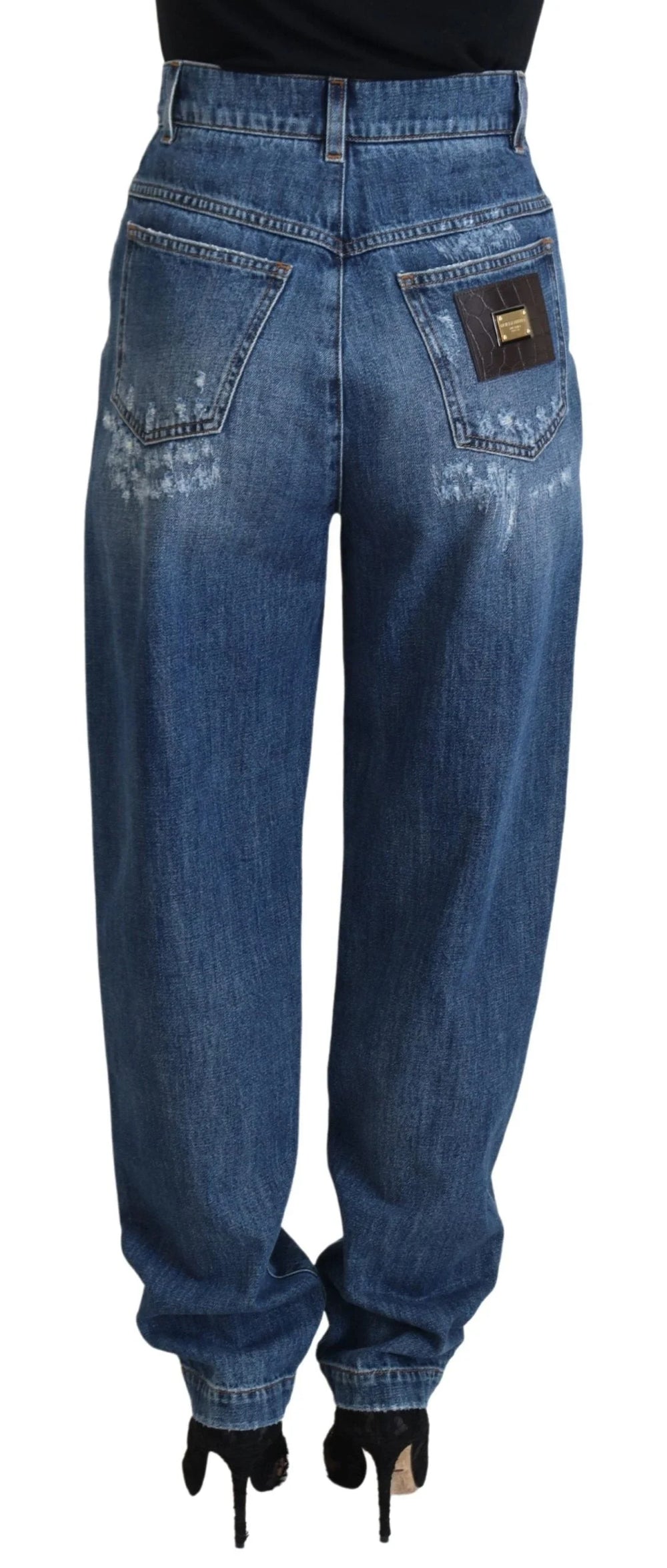Dolce & Gabbana Blue Washed Cotton Tattered Denim Jeans - IT40|S - Jeans