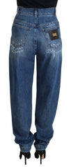 Dolce & Gabbana Blue Washed Cotton Tattered Denim Jeans - IT40|S - Jeans