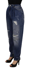 Dolce & Gabbana Blue Washed High Waist Loose Fit Pants - IT40|S - Jeans