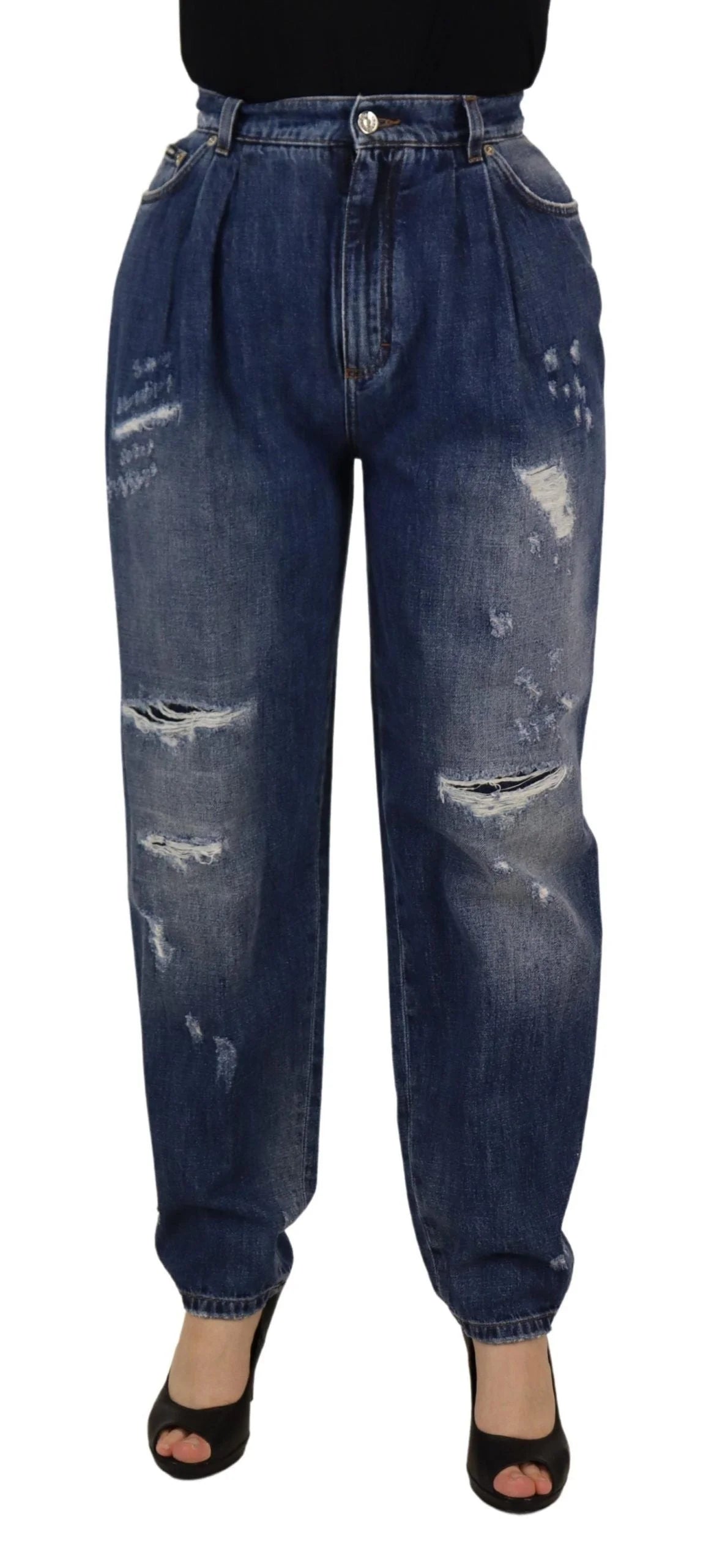 Dolce & Gabbana Blue Washed High Waist Loose Fit Pants - IT40|S - Jeans