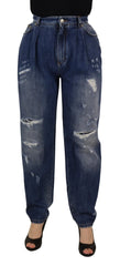 Dolce & Gabbana Blue Washed High Waist Loose Fit Pants - IT40|S - Jeans