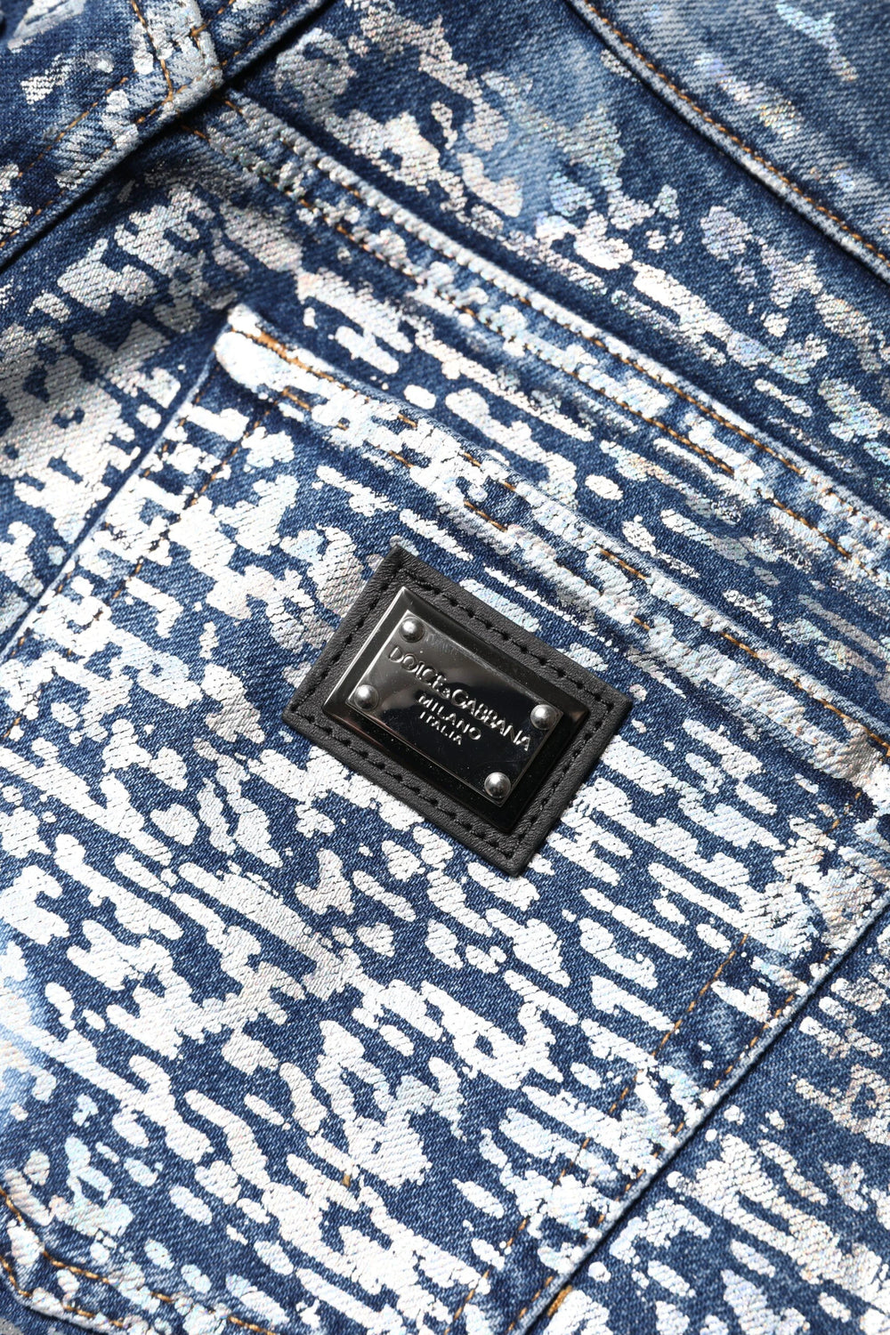 Dolce & Gabbana Blue Washed Print High Waist Denim Jeans - Jeans