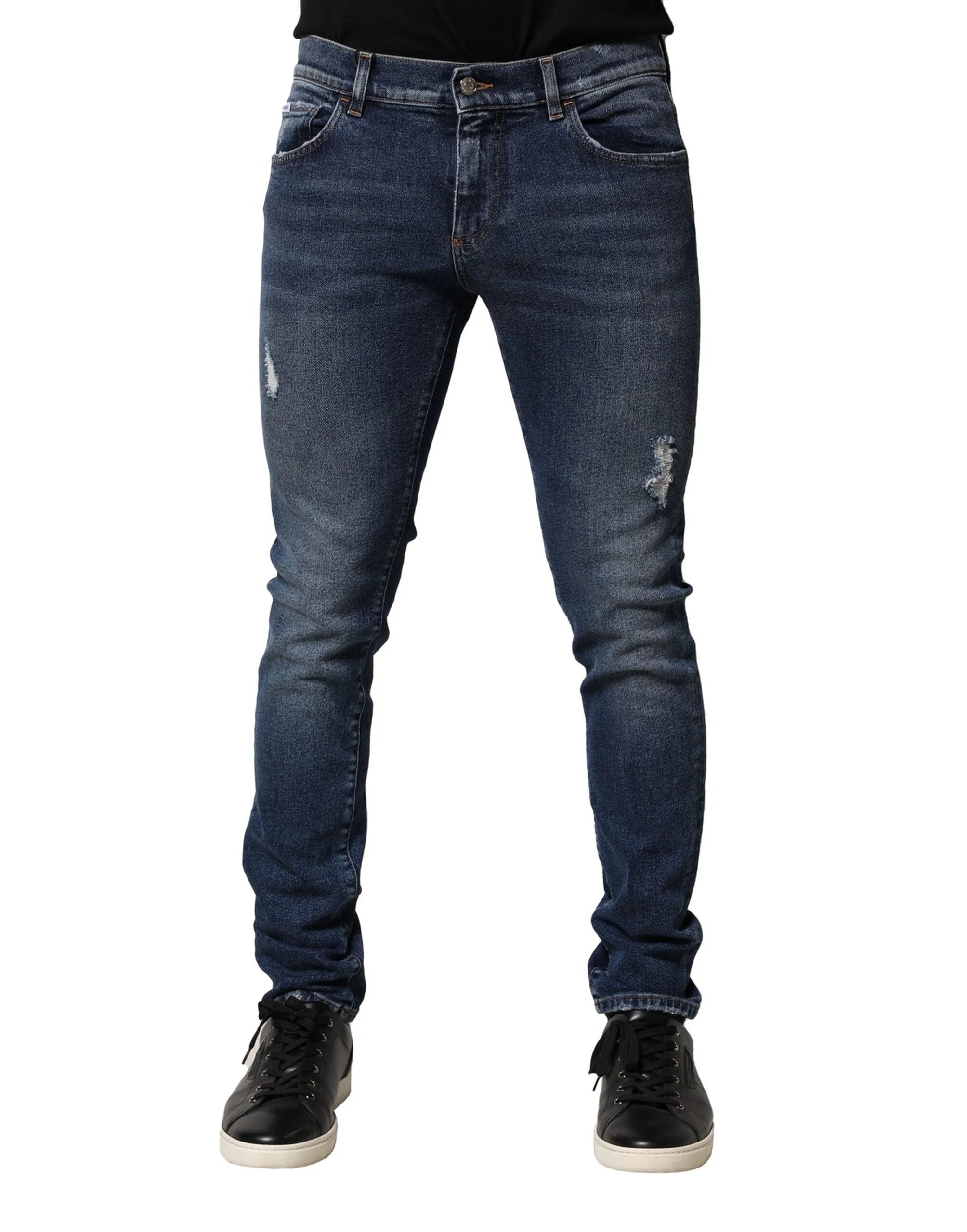 Dolce & Gabbana Blue Washed Skinny Cotton Denim Jeans - IT48 | M - Jeans