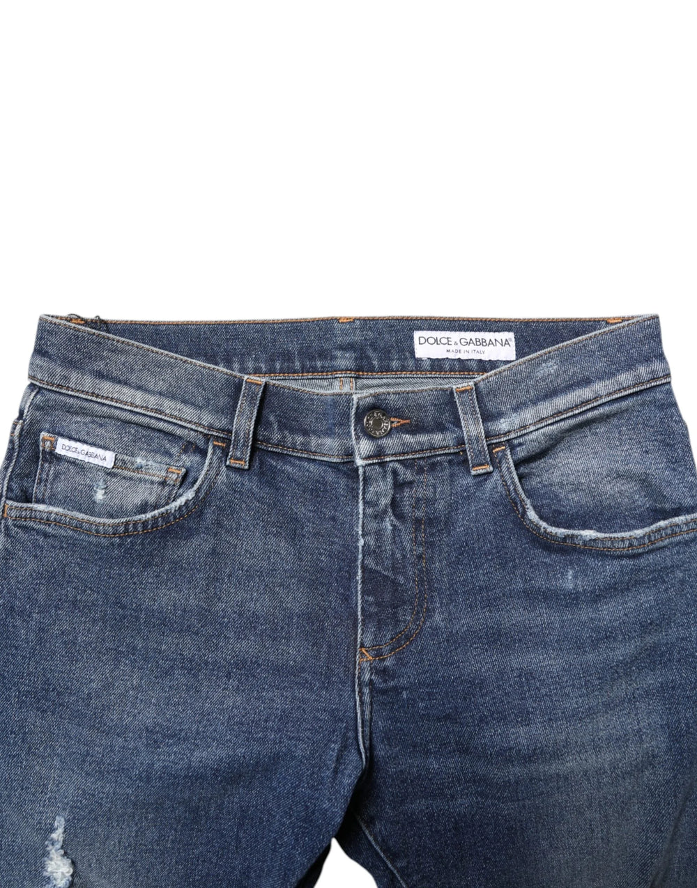 Dolce & Gabbana Blue Washed Skinny Cotton Tattered Denim Jeans - IT46 | S - Jeans
