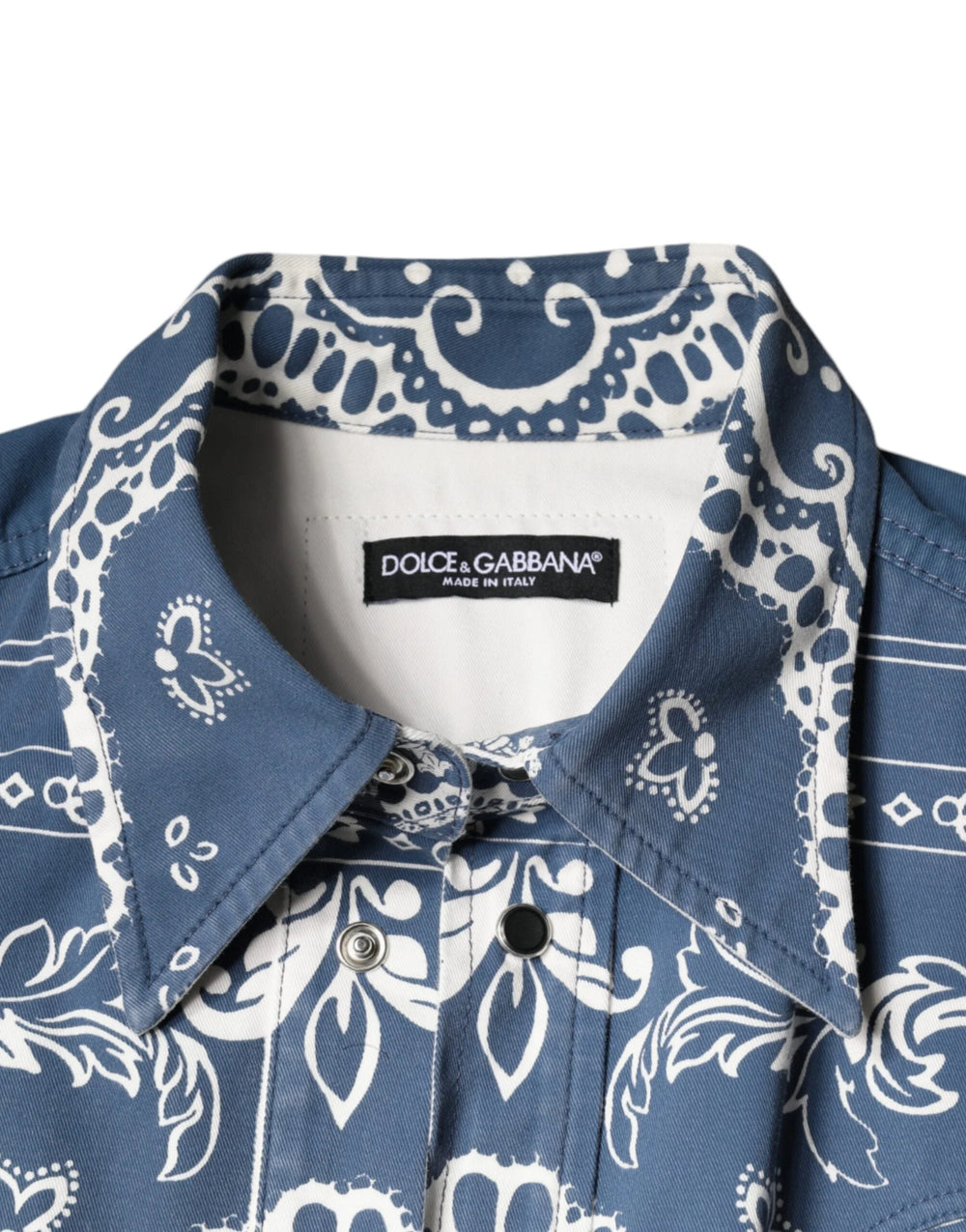 Dolce & Gabbana Blue White Bandana Print Cotton Casual Shirt - IT40 | M - Shirts
