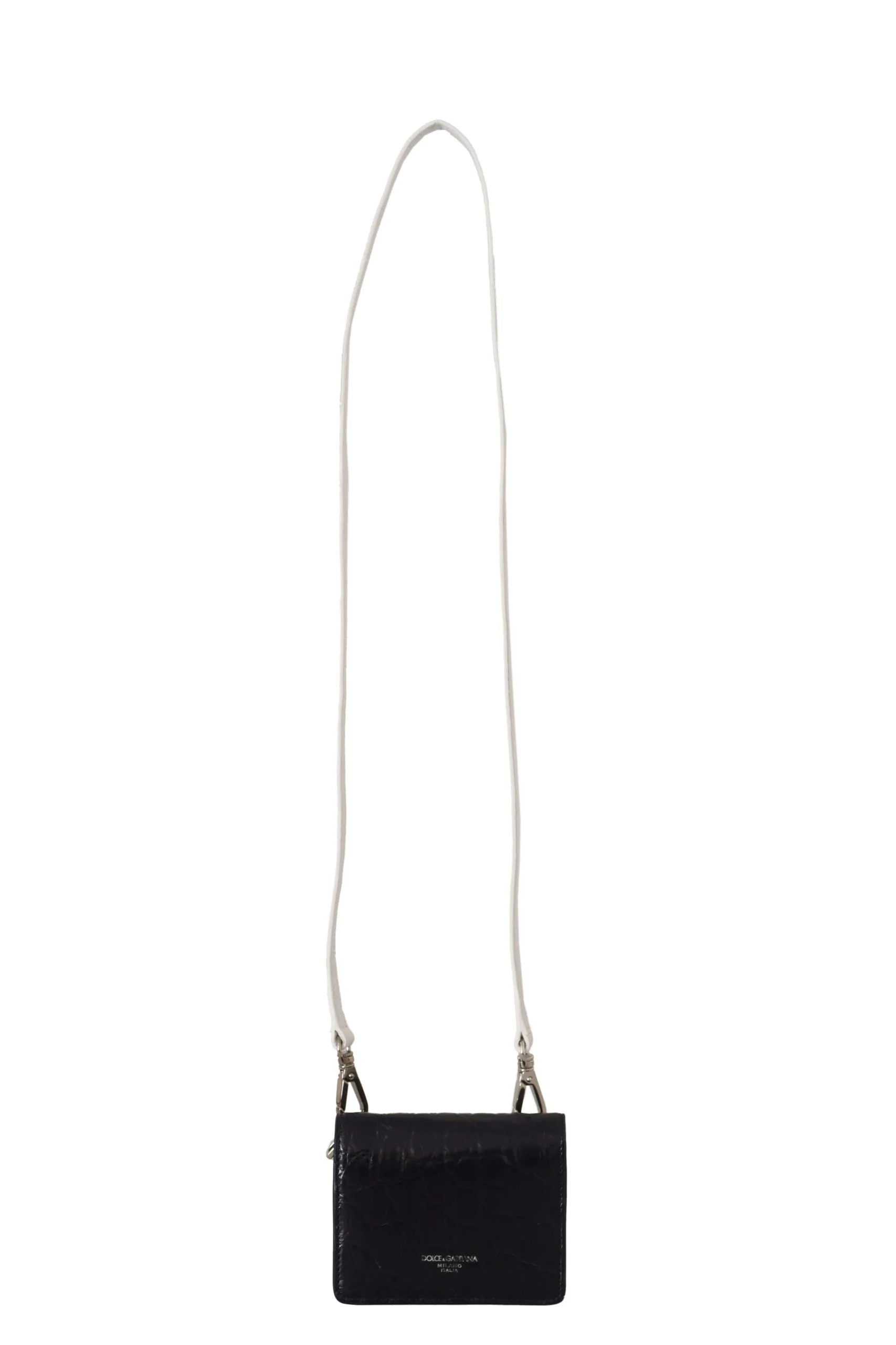 Dolce & Gabbana Blue White Caiman Leather Strap Card Holder Wallet - Wallets