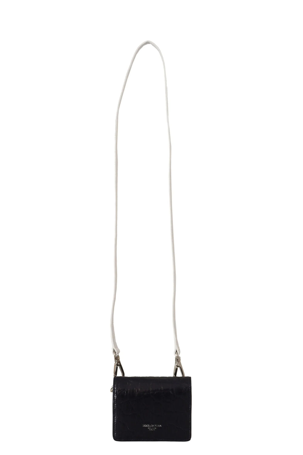 Dolce & Gabbana Blue White Caiman Leather Strap Card Holder Wallet - Wallets