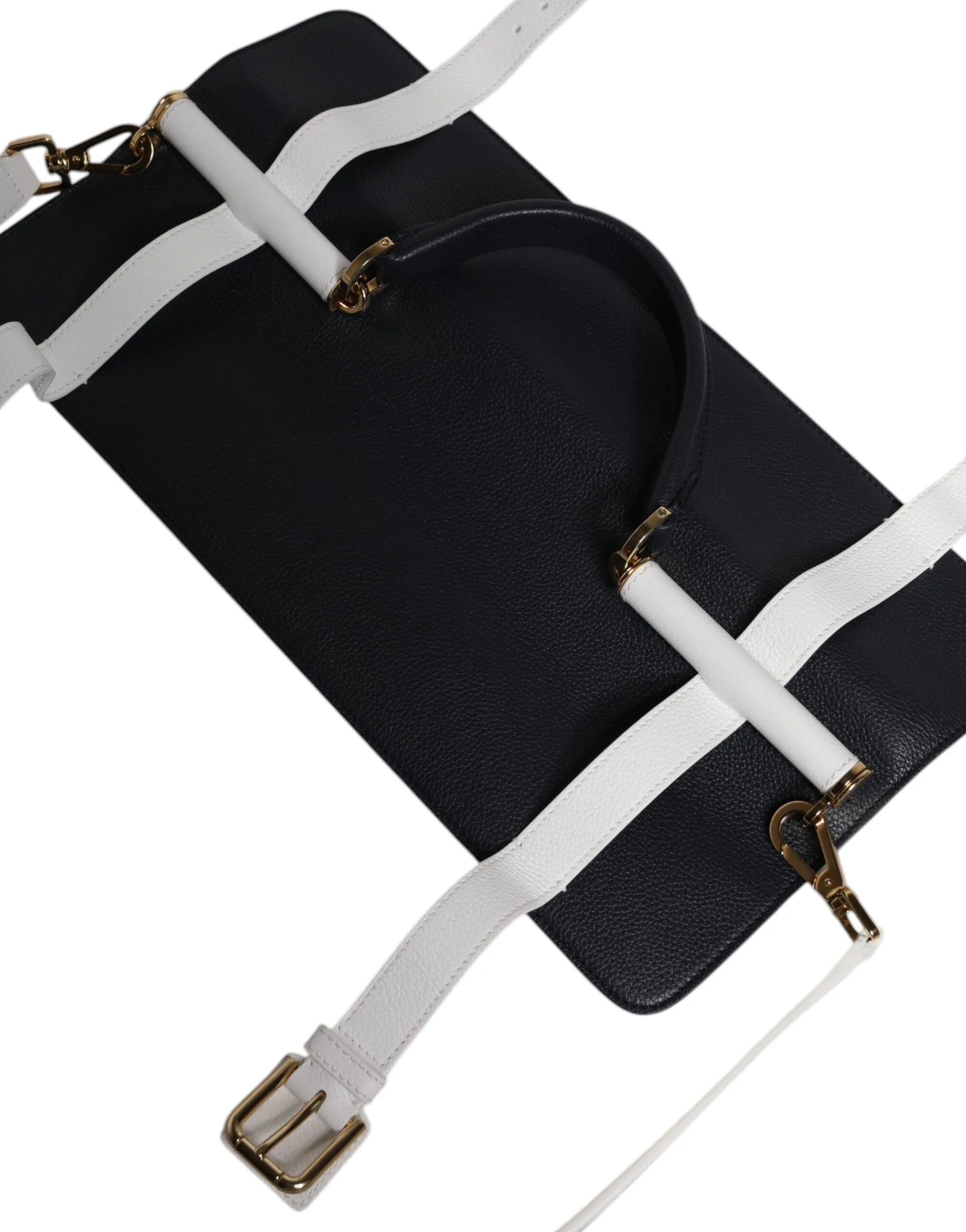 Dolce & Gabbana Blue White Calfskin Leather Crossbody Shoulder Bag - Shoulder Bags