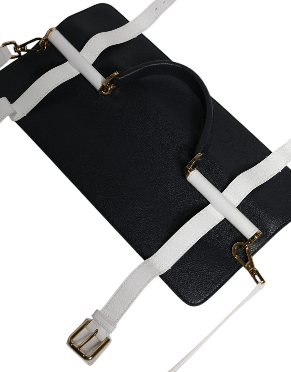 Dolce & Gabbana Blue White Calfskin Leather Crossbody Shoulder Bag - Shoulder Bags