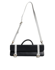 Dolce & Gabbana Blue White Calfskin Leather Crossbody Shoulder Bag