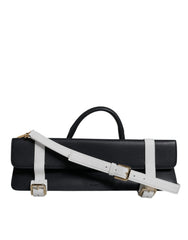 Dolce & Gabbana Blue White Calfskin Leather Crossbody Shoulder Bag