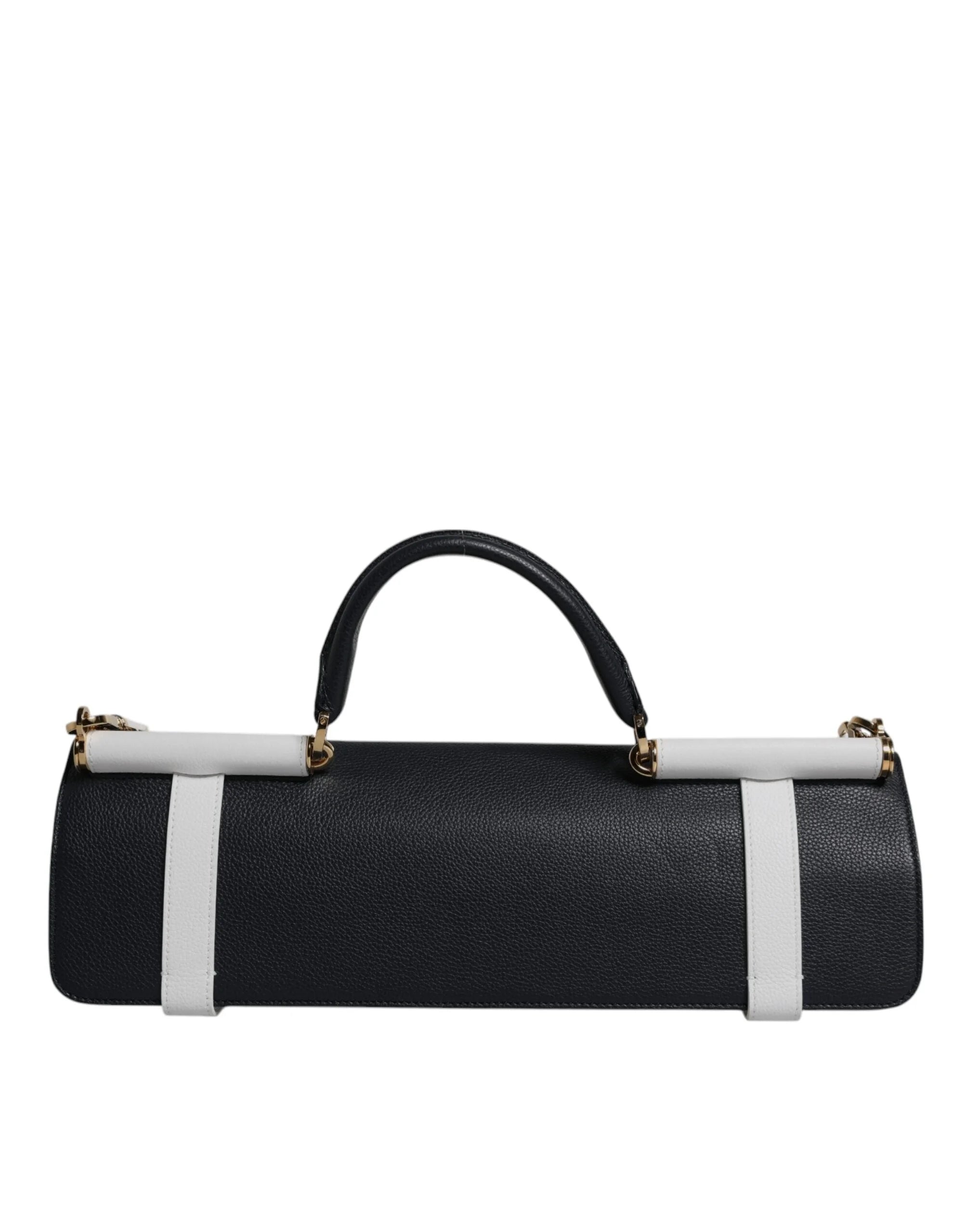 Dolce & Gabbana Blue White Calfskin Leather Crossbody Shoulder Bag - Shoulder Bags