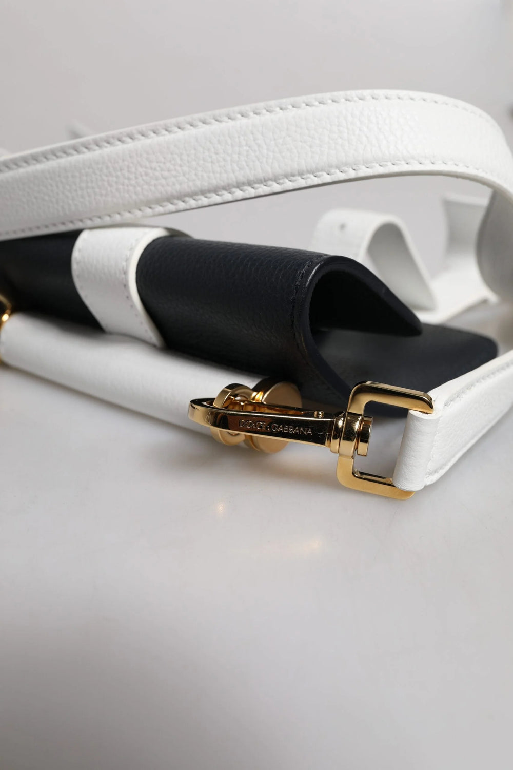 Dolce & Gabbana Blue White Calfskin Leather Crossbody Shoulder Bag - Shoulder Bags