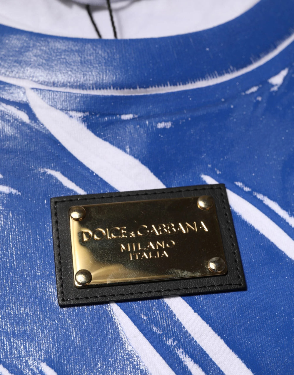 Dolce & Gabbana Blue White Cotton Logo Plaque Women Tank Top - IT42|M - Tank Tops
