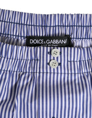Dolce & Gabbana Blue White Cotton Striped Button Fly Shorts Swimwear - IT48 | M - Swim Boxers