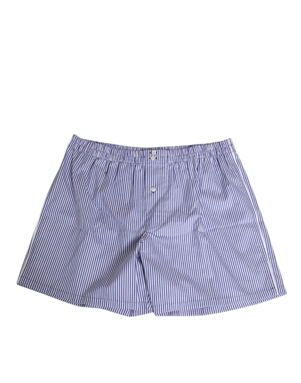 Dolce & Gabbana Blue White Cotton Striped Button Fly Shorts Swimwear - IT48 | M - Swim Boxers