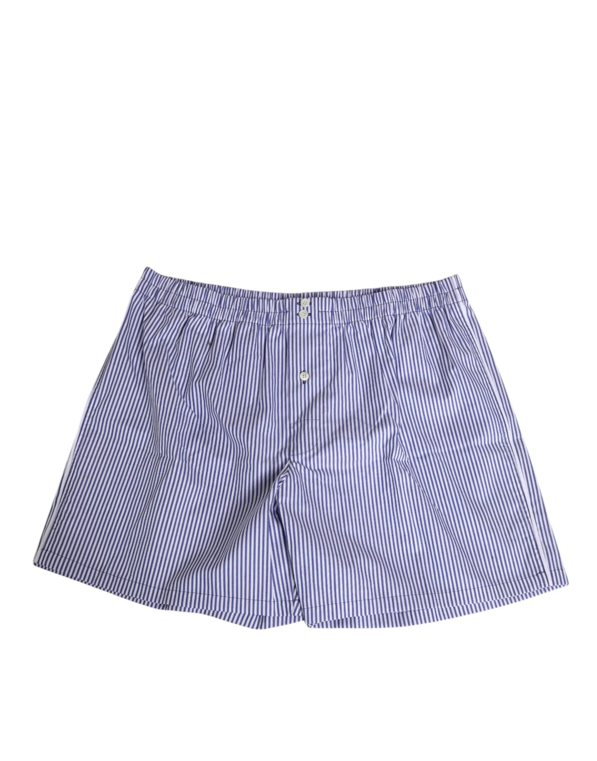 Dolce & Gabbana Blue White Cotton Striped Button Fly Shorts Swimwear - IT48 | M - Swim Boxers