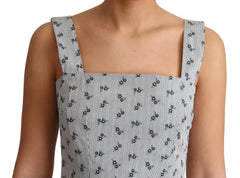 Dolce & Gabbana Blue White Floral Cotton A-Line Dress - Dresses