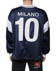 Dolce & Gabbana Blue White Milano Long Sleeve Jersey T-shirt - IT48 | M - T-Shirts
