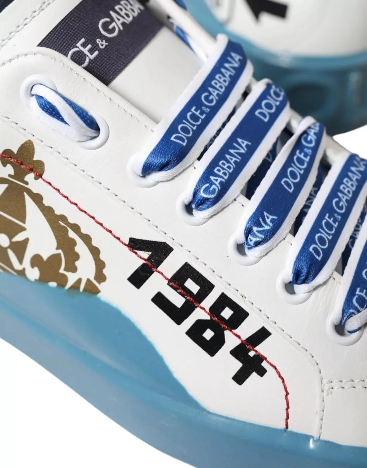 Dolce & Gabbana Blue White Printed Portofino Melt Sneakers - EU39.5/US6.5