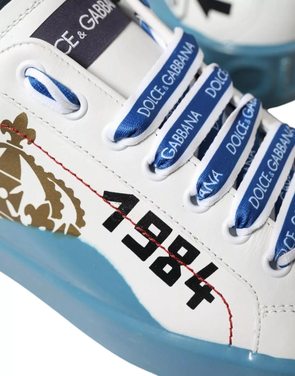 Dolce & Gabbana Blue White Printed Portofino Melt Sneakers - EU39.5/US6.5