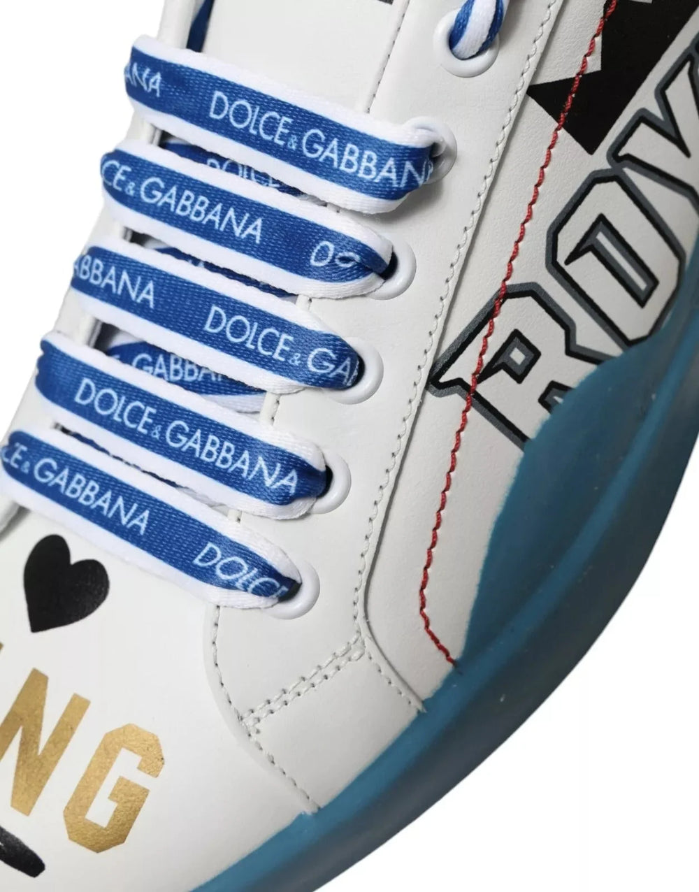 Dolce & Gabbana Blue White Printed Portofino Melt Sneakers - EU39.5/US6.5