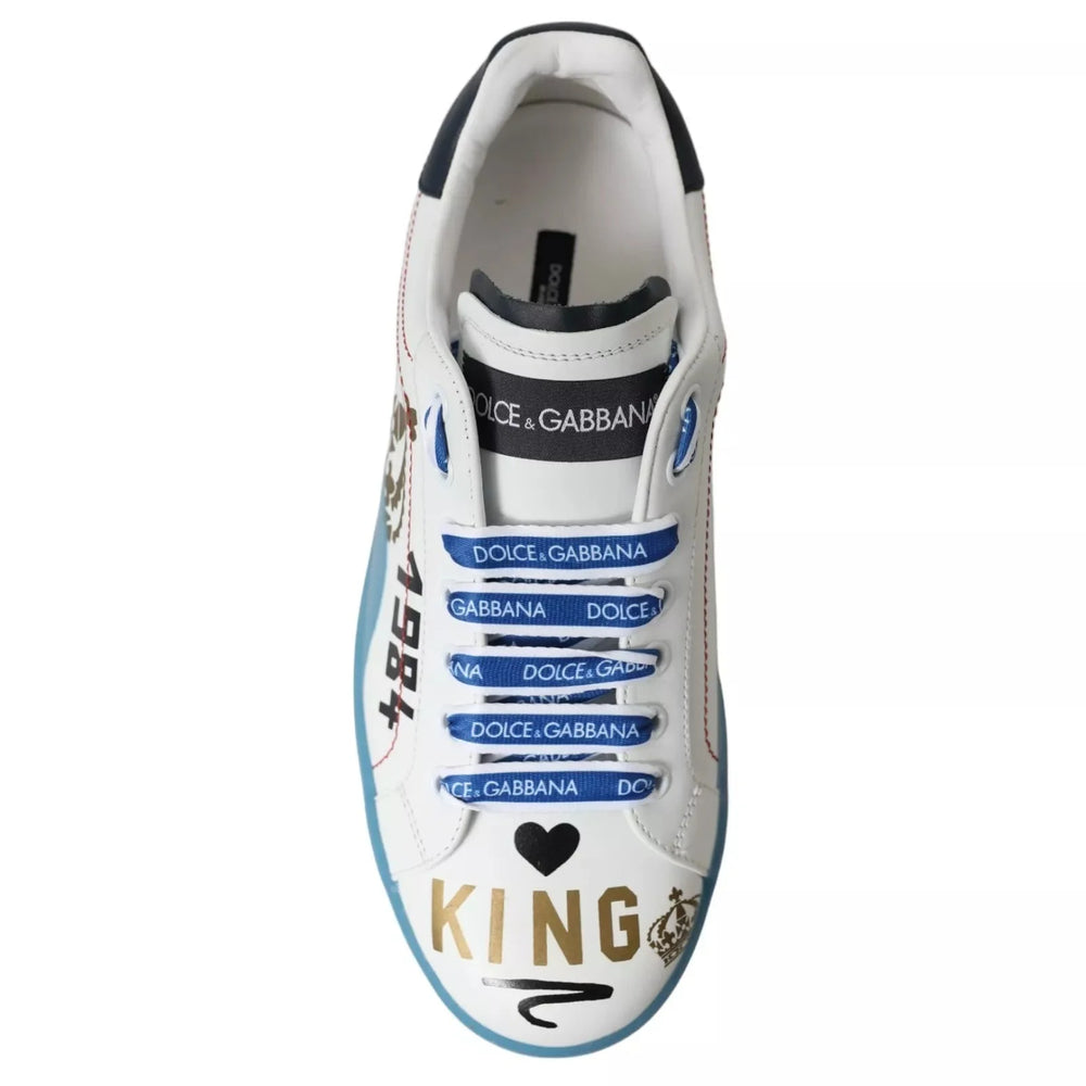Dolce & Gabbana Blue White Printed Portofino Melt Sneakers - EU39.5/US6.5