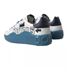 Dolce & Gabbana Blue White Printed Portofino Melt Sneakers - EU39.5/US6.5