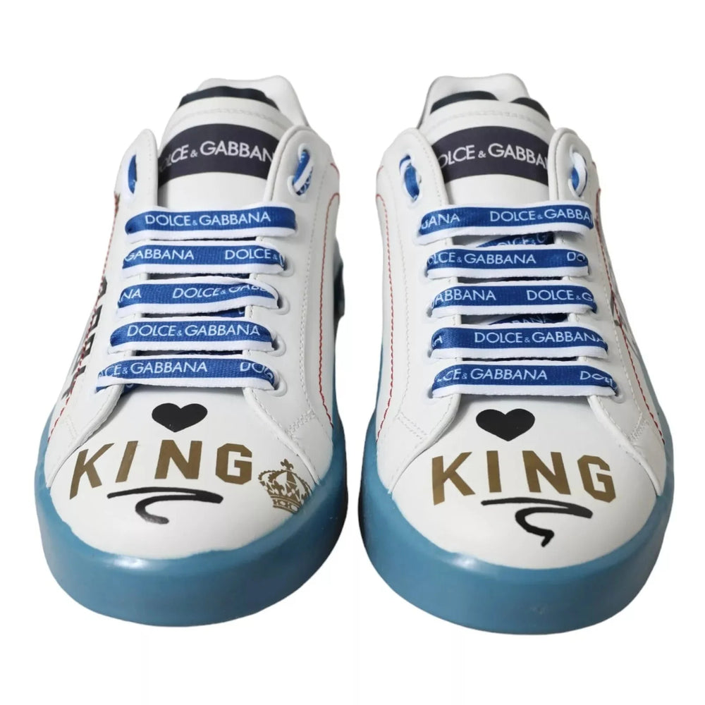 Dolce & Gabbana Blue White Printed Portofino Melt Sneakers - EU39.5/US6.5
