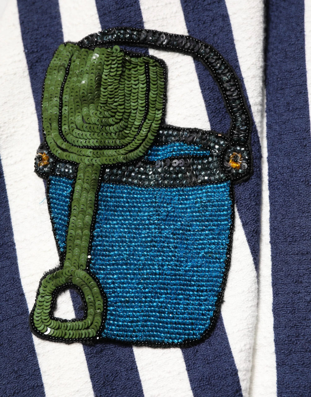 Dolce & Gabbana Blue White Striped Embroidered A-line Dress - Dresses