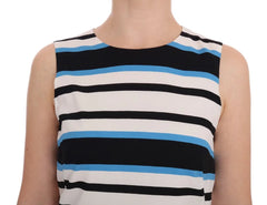Dolce & Gabbana Blue White Striped Silk Stretch Shift Dress - Dresses