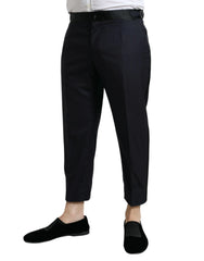Dolce & Gabbana Blue Wool Cropped Tapered Pants - IT54 | XL - Trousers