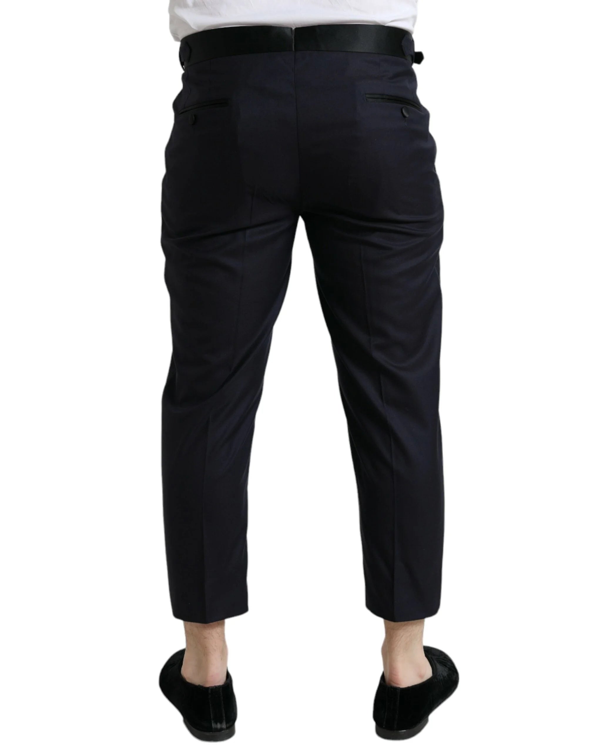 Dolce & Gabbana Blue Wool Cropped Tapered Pants - IT54 | XL - Trousers