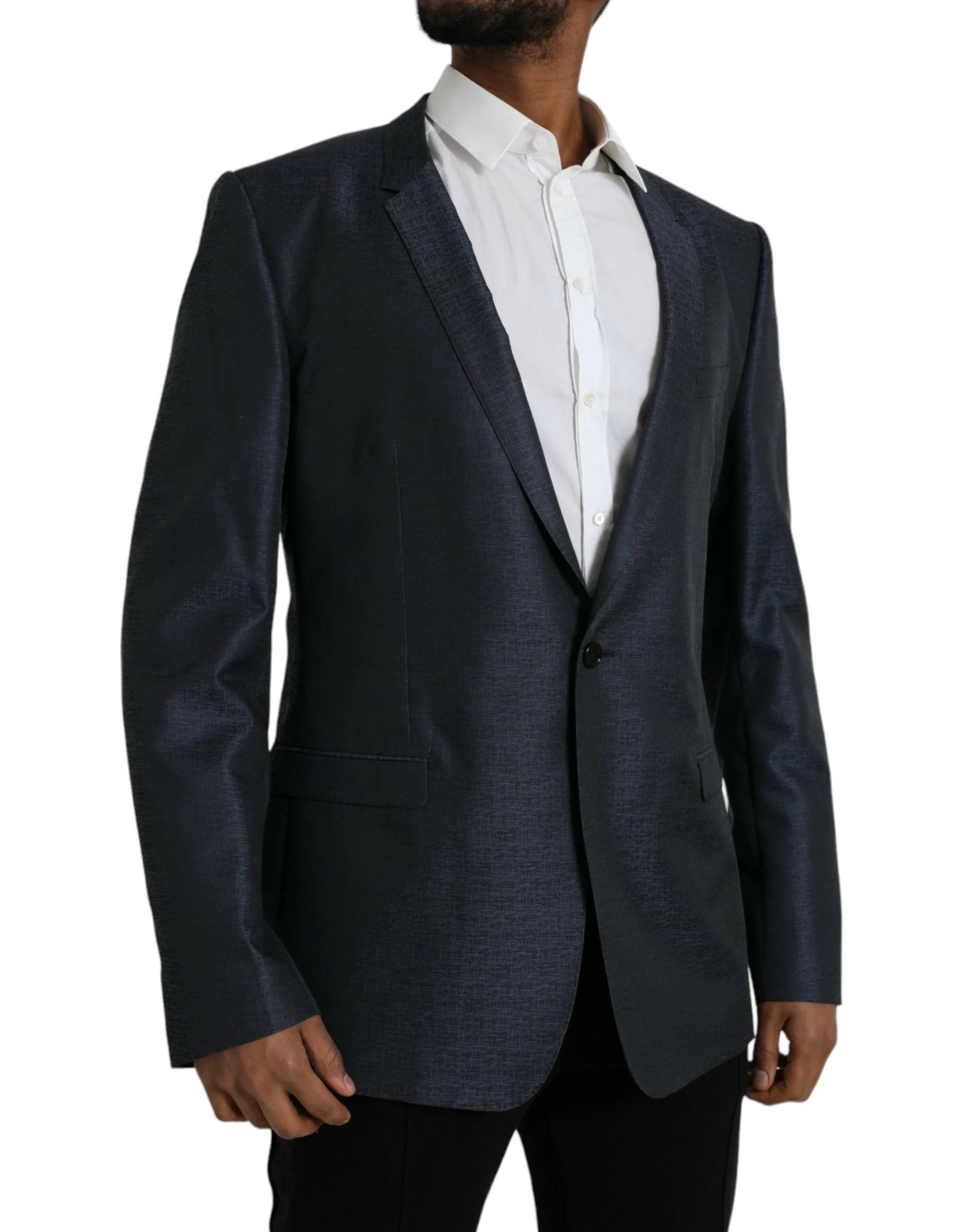 Dolce & Gabbana Blue Wool GOLD Single Breasted Coat Blazer - IT56 | XXL - Sport Jackets