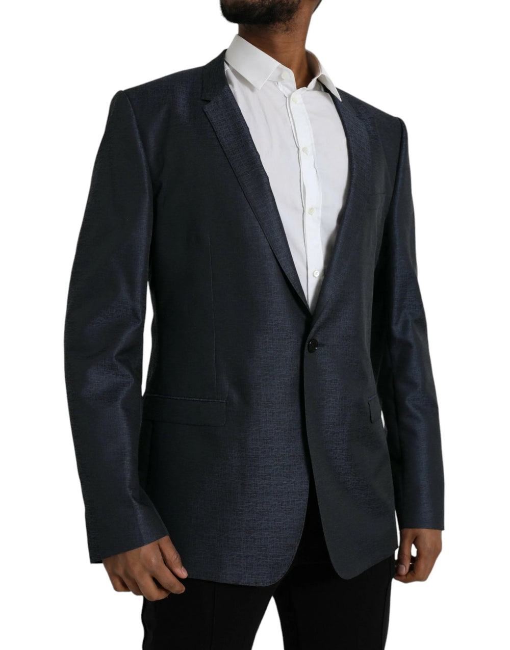 Dolce & Gabbana Blue Wool GOLD Single Breasted Coat Blazer - IT56 | XXL - Sport Jackets