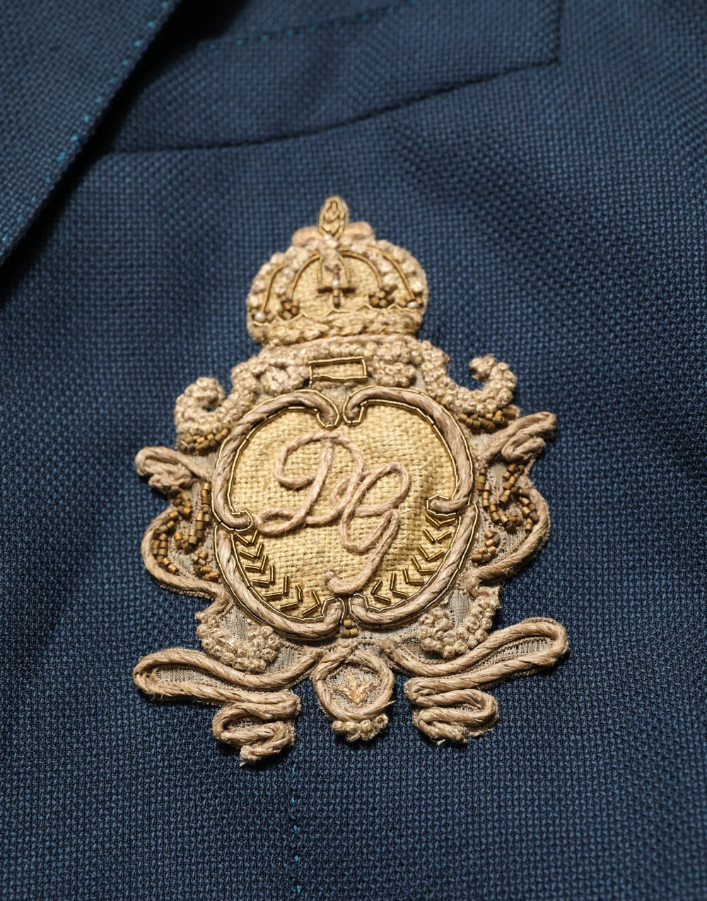 Dolce & Gabbana Blue Wool Logo Single Breasted Coat Blazer - IT54 | XL